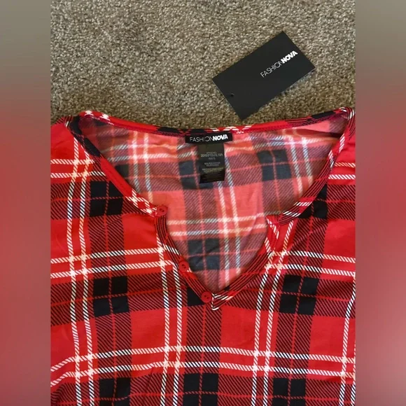 NWT Plaid Sleep Romper - Picture 5 of 11